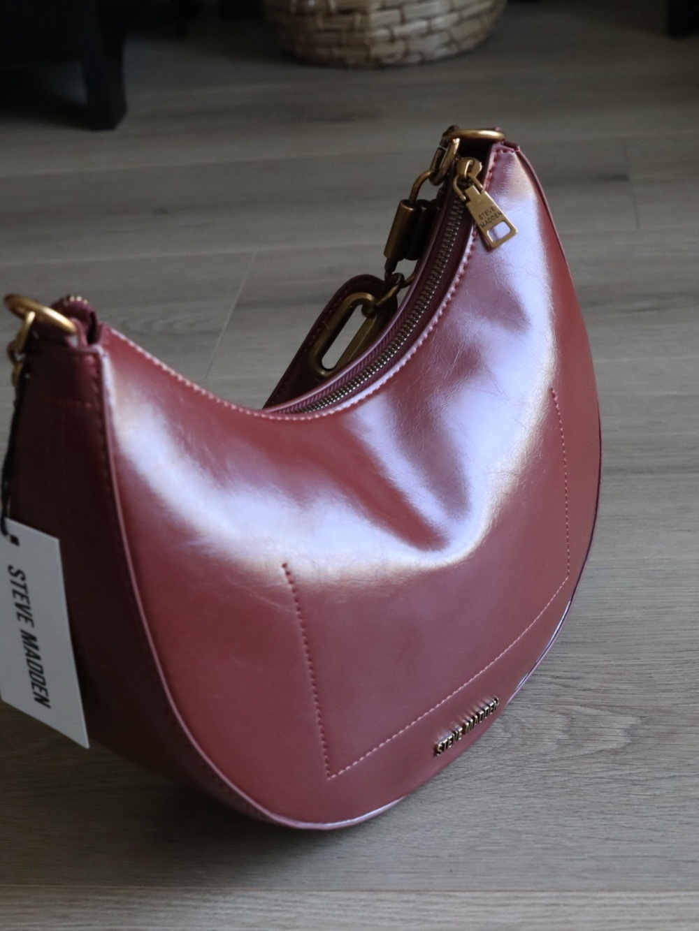Steve Madden LOHAN Wine Crescent Shoulder Bag NWT